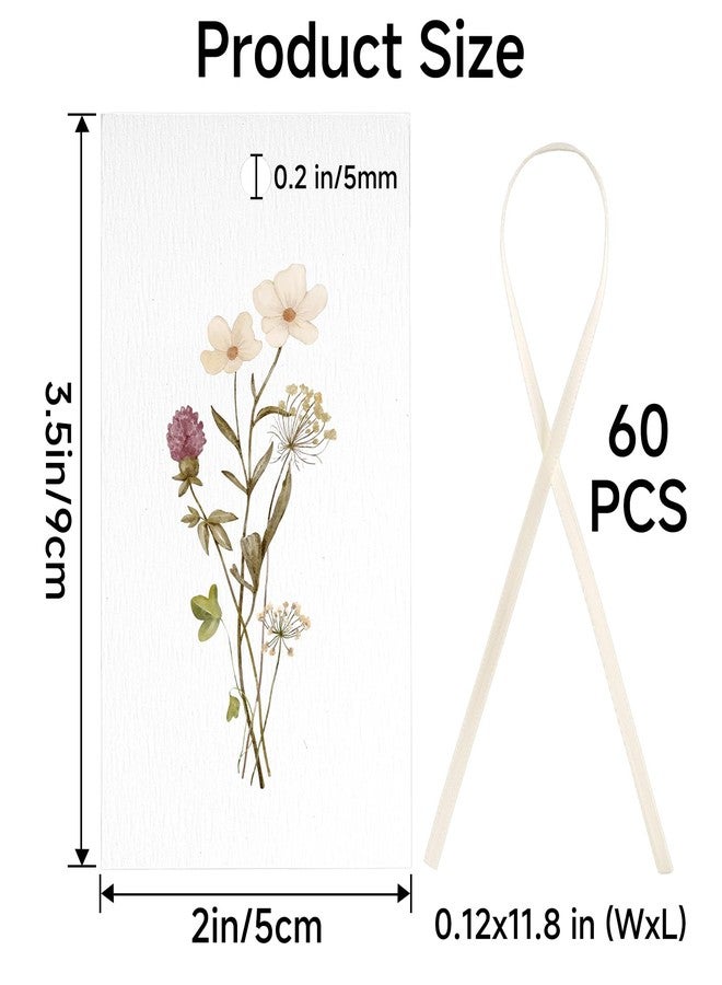 joycraft 60Pcs Floral Blank Gift Tags with Ribbons, 3.5×2 in Watercolor Bouquet White Paper Hangtags, 4 Styles Gift Wrapping Tags for Wedding, Baby Shower, Birthday, Valentine's Day, Mother's Day - Image 2